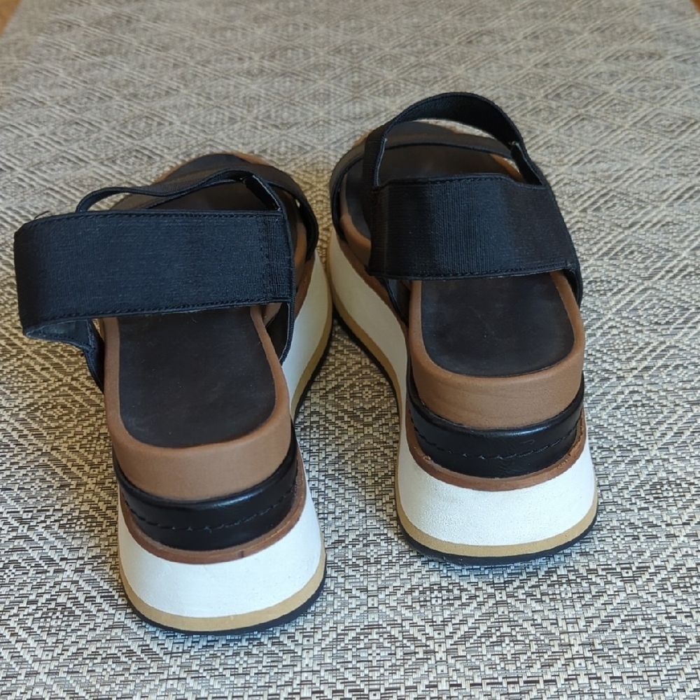 Womens Black Platform Slingback Sandals - Picture 2 of 7